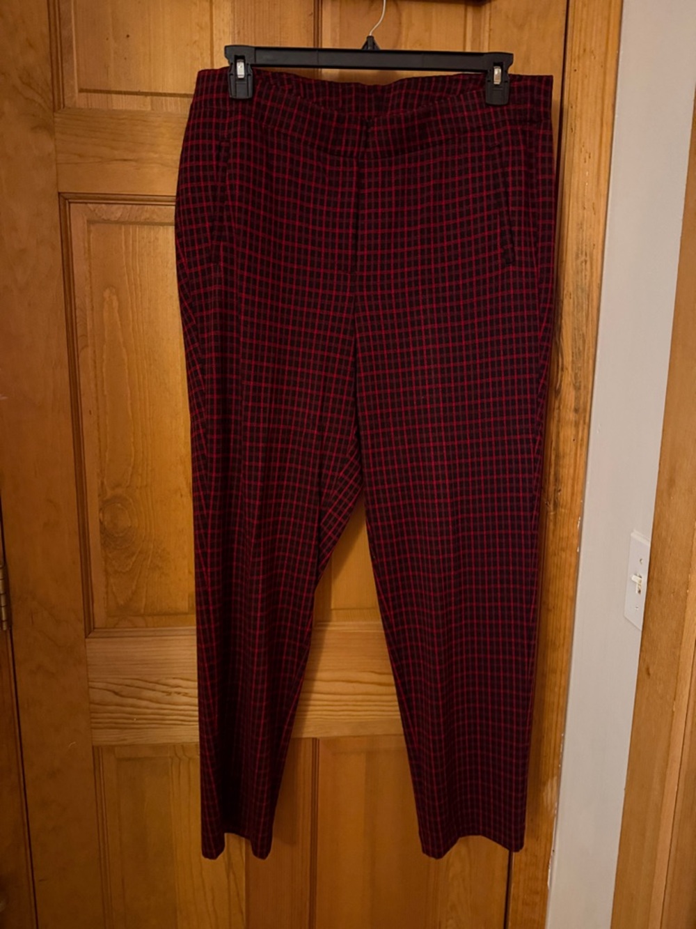 J. Jill Red and Black Plaid Straight-Leg Pants
